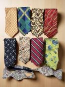 A group of men's designer accessories to include two Hermés silk ties,
