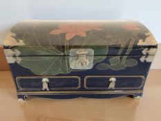 An oriental lacquered domed table casket,