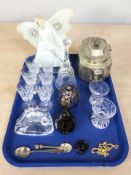 A 19th century EPNS twin handled tea caddy, together with a group of drinking glasses,