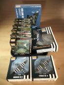 Nine Easy Model die cast scale fighter jets and planes, in boxes.