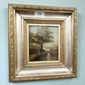 Thomas Whittle : View in Cumberland, oil on panel, 17 cm x 15 cm, framed.