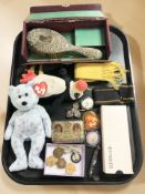 A Scottish brooch in the form of a dirk and other costume jewellery, Ty teddy bear, medallions,