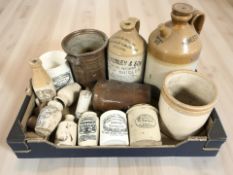 A group of 19th century stone ware flaggons and vessels,