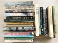 Modern volumes relating to art and artists including William Morris, Leonardo DaVinci, Manet,