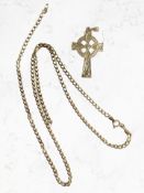 A broken 9ct gold chain and a crucifix pendant CONDITION REPORT: 4.