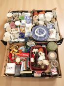 Assorted ceramics, Eternal Beau tea china, pottery mugs, tins,