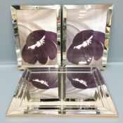 A pair of contemporary mirrored framed prints, each 67 cm x 47 cm,