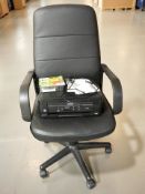 A swivel office chair and an Epson printer.