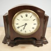 A mahogany mantel timepiece signed 'Penlington & Batty, Liverpool', with key, height 17 cm.