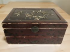 A Japanese Meiji period lacquered and inlaid writing box,