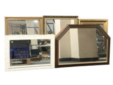 Five various over mantel mirrors, tallest 87 cm.