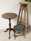 An oak plant stand,