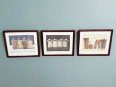 A limited edition colour print depicting biscuits in storage jars, 55 cm x 40 cm,