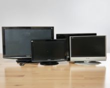 A Panasonic Vierra TV and three other various TVs.
