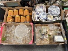 A group of Hornsea saffron kitchen storage jars, drinking glasses,