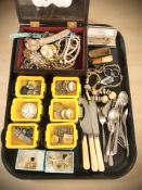 A collection of costume jewellery, meerschaum and amber cheroot in box,