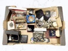 A group of costume jewellery, watches, cufflinks, cigars, etc.