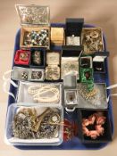 A collection of costume jewellery, dress rings, simulated pearls, paste items.