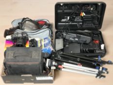 A Pentax P30T camera, JVC video camera, a further Panasonic video camera,