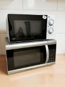 A Morphy Richards microwave and a further microwave.
