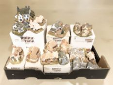 A collection of Lilliput Lane cottage ornaments.