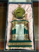 A contemporary Italian Alfa quartz quartico mantel clock, height 50 cm, in presentation box.