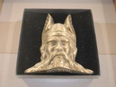 A cast brass Rover P4 viking car radiator mascot, width 8 cm.