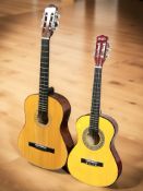 A Hohner MC-05 acoustic guitar with carry bag and a Music Alley guitar