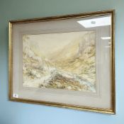 H Williams : Figures in a cart travelling through a valley, watercolour, 46 cm x 33 cm.