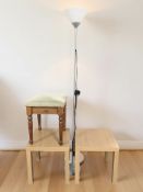 A pair of oak effect lamp tables, width 45 cm,