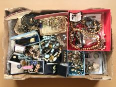 A large quantity of costume bead necklace, wristwatches, simulated pearls, cufflinks.