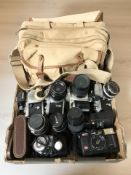 Various cameras including Nikon, Nikkoret, Halina, various lens,