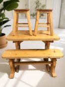 A 20th century pine refectory table,