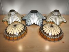 Five various Tiffany style stained glass light shades