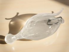 A vintage mouth blown glass storm barometer, height 24 cm.