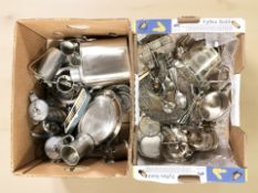 Assorted EPNS, stainless steel and pewter wares including tea wares, cutlery,