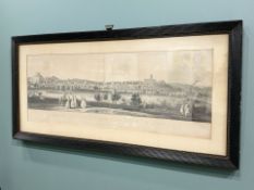 A 19th century monochrome print depicting the south view of Nottingham from the Rye Hills in 1741,