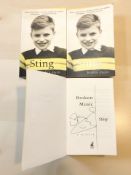 Three copies of 'Broken Music' by Sting, each signed in biro to title page.