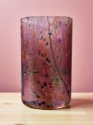 An Isle of Wight pink mottled studio glass ovoid vase, height 13 cm.