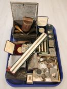 A collection of vesta and cigarette cases, a Japanese Shakudo mixed metals cigarette case,