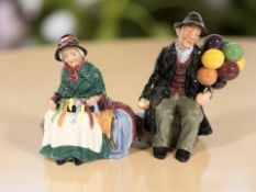 Two Royal Doulton figures 'The Balloon Man' HN1954 and 'Silks and Ribbons' HN2017.