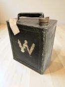 A vintage Shell fuel can.