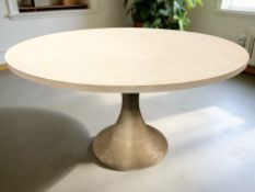 An Eicholtz circular pedestal dining table, 140 cm diameter x 75 cm high.