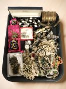 Assorted costume jewellery, simulated pearls, cuff bangle, lady's and gent's wristwatches, etc.