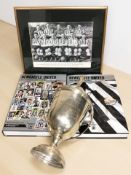 Two Newcastle United books, facsimile photograph of the NUFC 1955 FA Cup winning team,