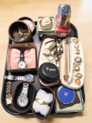 A group of costume jewellery and lady's and gents wristwatches to include Oris.