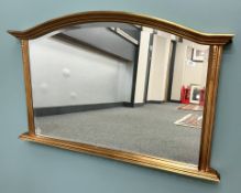 A traditional style gilt and bevelled overmantel mirror, 78 cm x 122 cm.