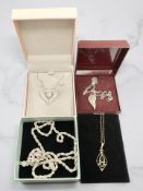 A 9ct gold garnet pendant on chain, a silver-gilt pendant, a Napier rope twist chain,