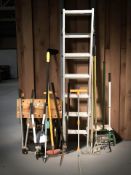 An aluminium extending ladder,