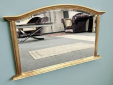 A traditional style gilt and bevelled overmantel mirror, 78 cm x 122 cm.